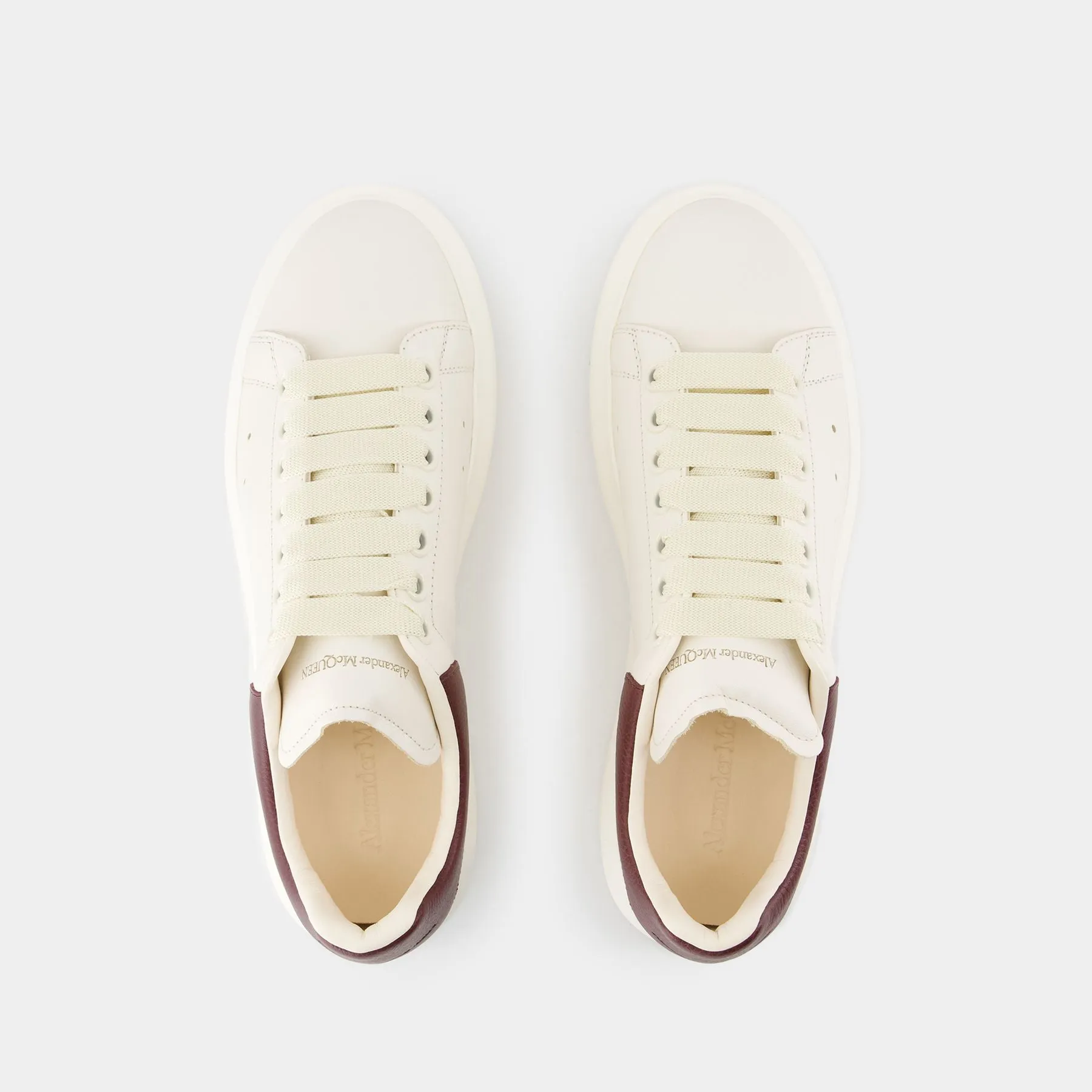 Oversize Sneakers - Alexander McQueen - Leather - White/Burgundy