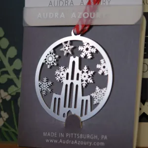 Pittsburgh Ornament | Cathedral with Snowflakes