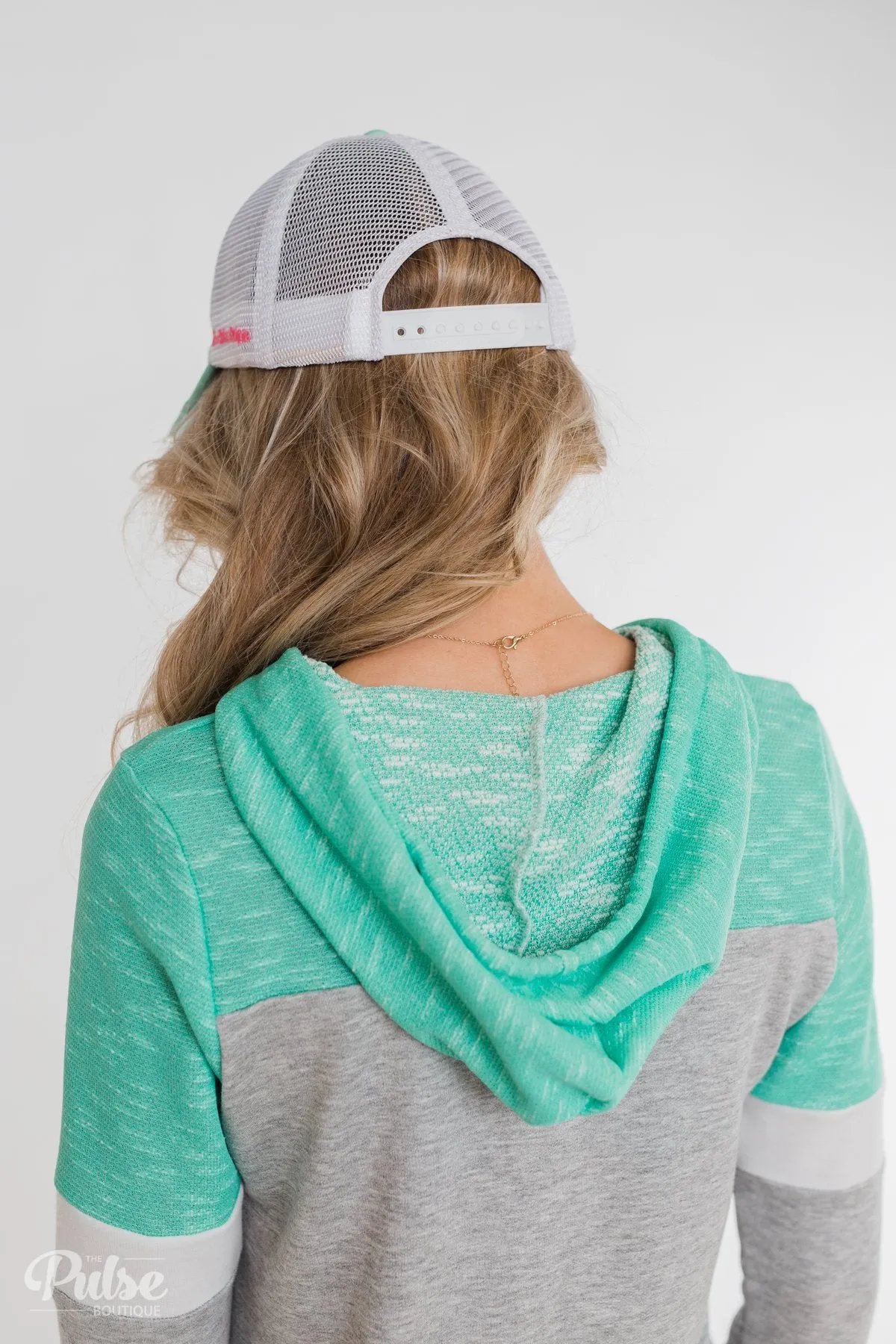 Pulse Distressed Ball Cap- Turquoise