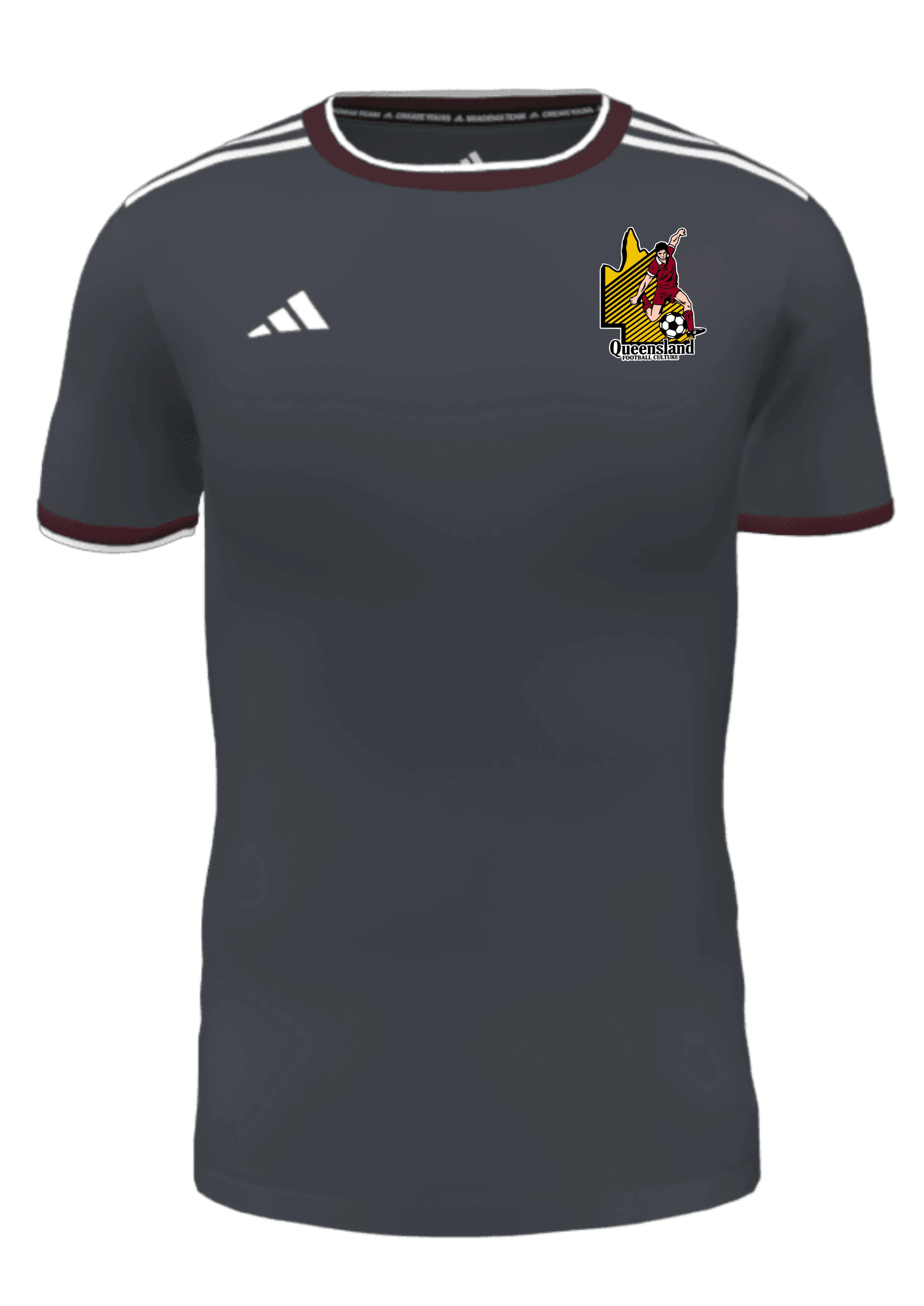 QUEENSLAND FOOTBALL CULTURE Adidas Mi Competition Men's Jersey (GK6321-QFC-GREY-2404)