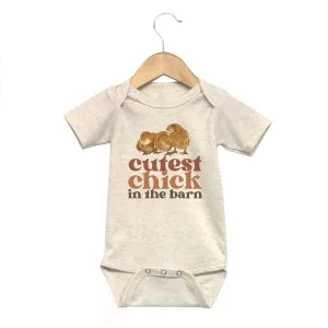 "Cutest Chick in the barn" Beige Onesie