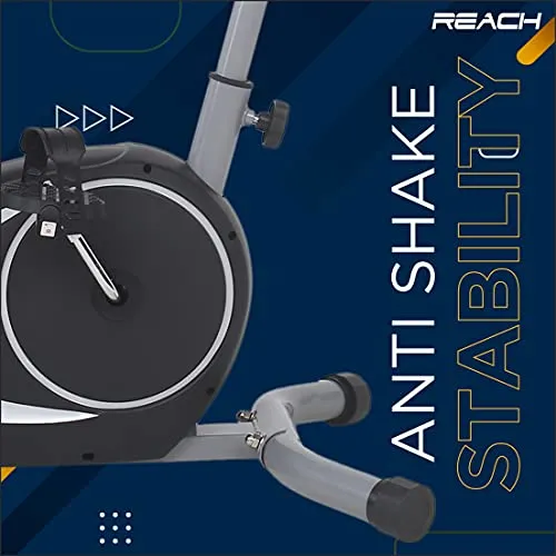 Reach B-202 Magnetic Exercise Cycle with 4 kg Flywheel | Upright Stationary Bike for Cardio & Fitness | Adjustable Magnetic Resistance with Cushioned Seat | LCD Screen | Max User Weight 100kg