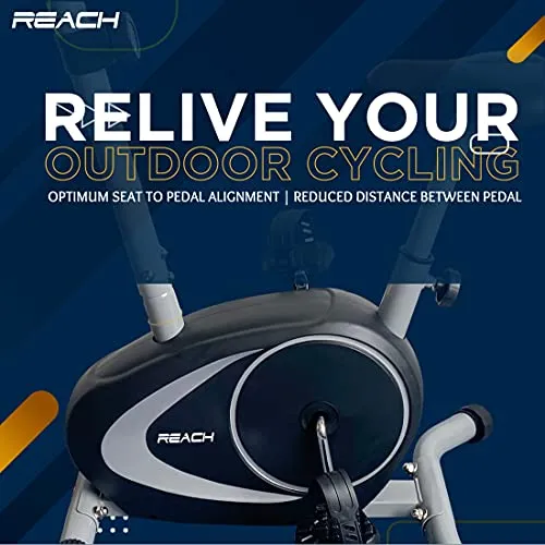 Reach B-202 Magnetic Exercise Cycle with 4 kg Flywheel | Upright Stationary Bike for Cardio & Fitness | Adjustable Magnetic Resistance with Cushioned Seat | LCD Screen | Max User Weight 100kg