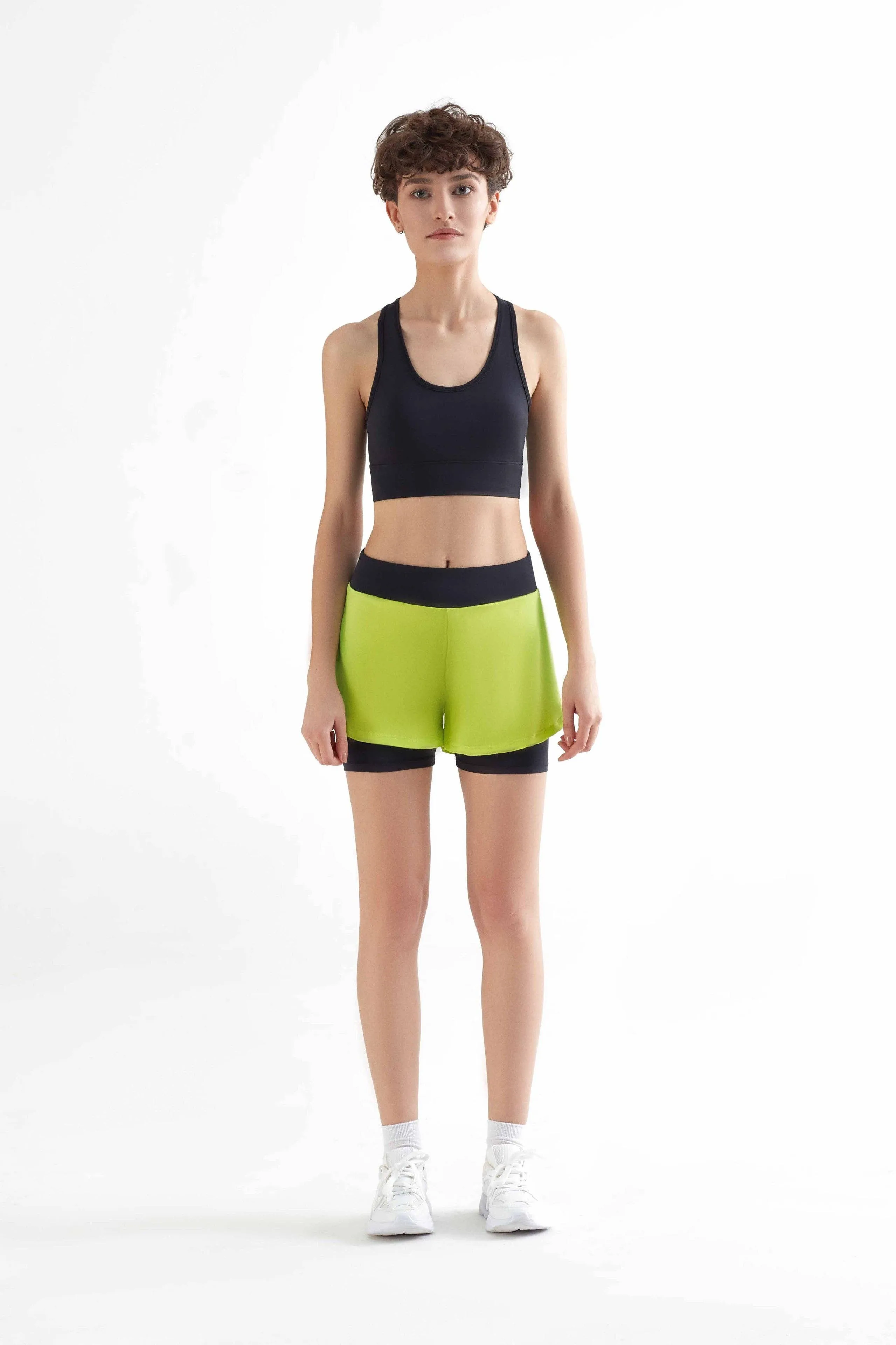 Recycled Double Layer Sports Shorts: Womens