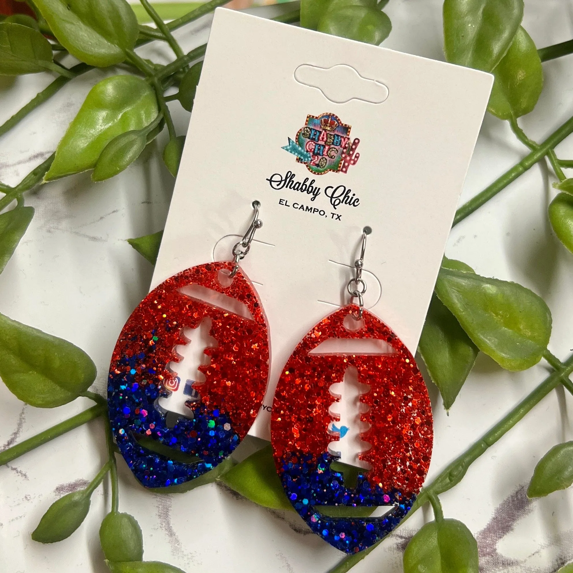 Red/Blue Football Earrings