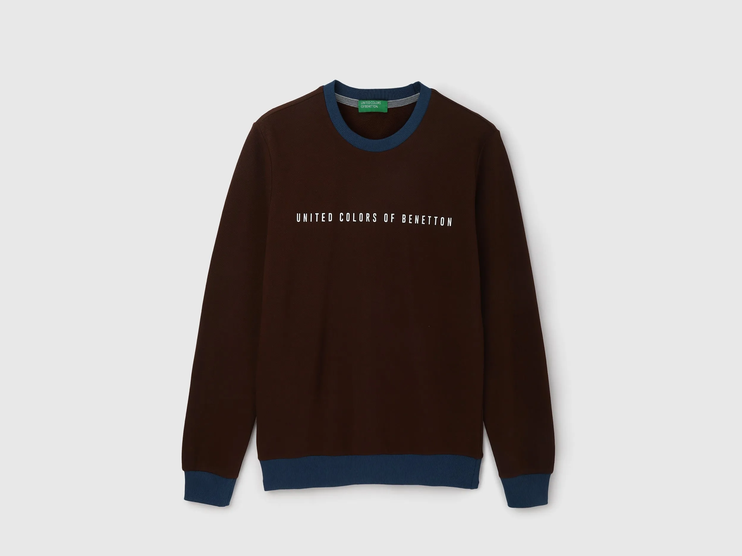 Regular Fit Round Neck Contrast Rib Branded Sweatshirt