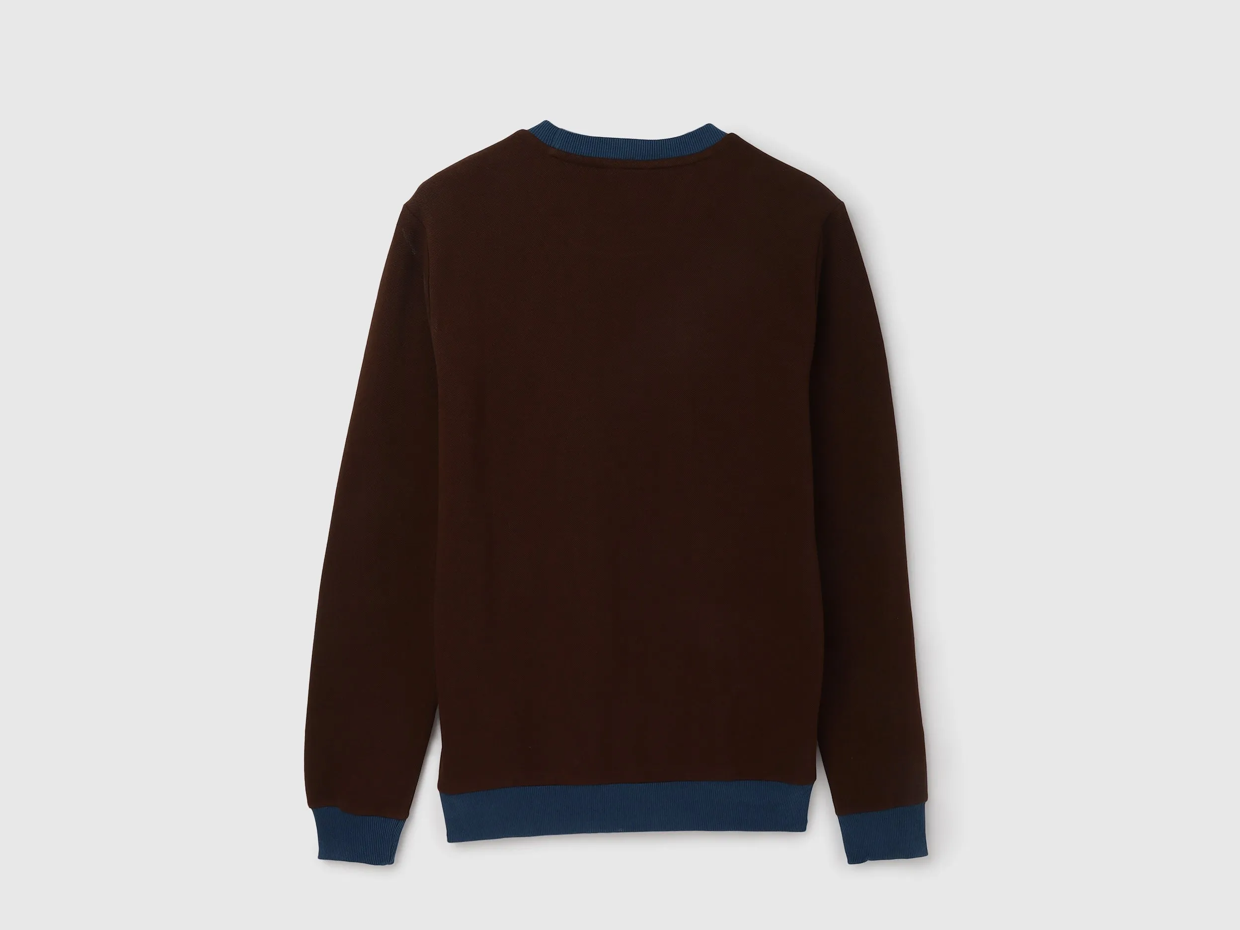 Regular Fit Round Neck Contrast Rib Branded Sweatshirt