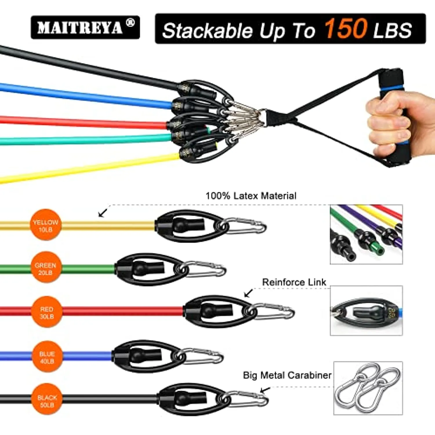 Resistance Bands Set Workout Bands，8-in-1 Ab Wheel Roller Kit with Knee Pad,Push Up Bars,Hand Grip Strengthener,Jump Rope,Home Gym Workout Exercise Equipment for Men Women