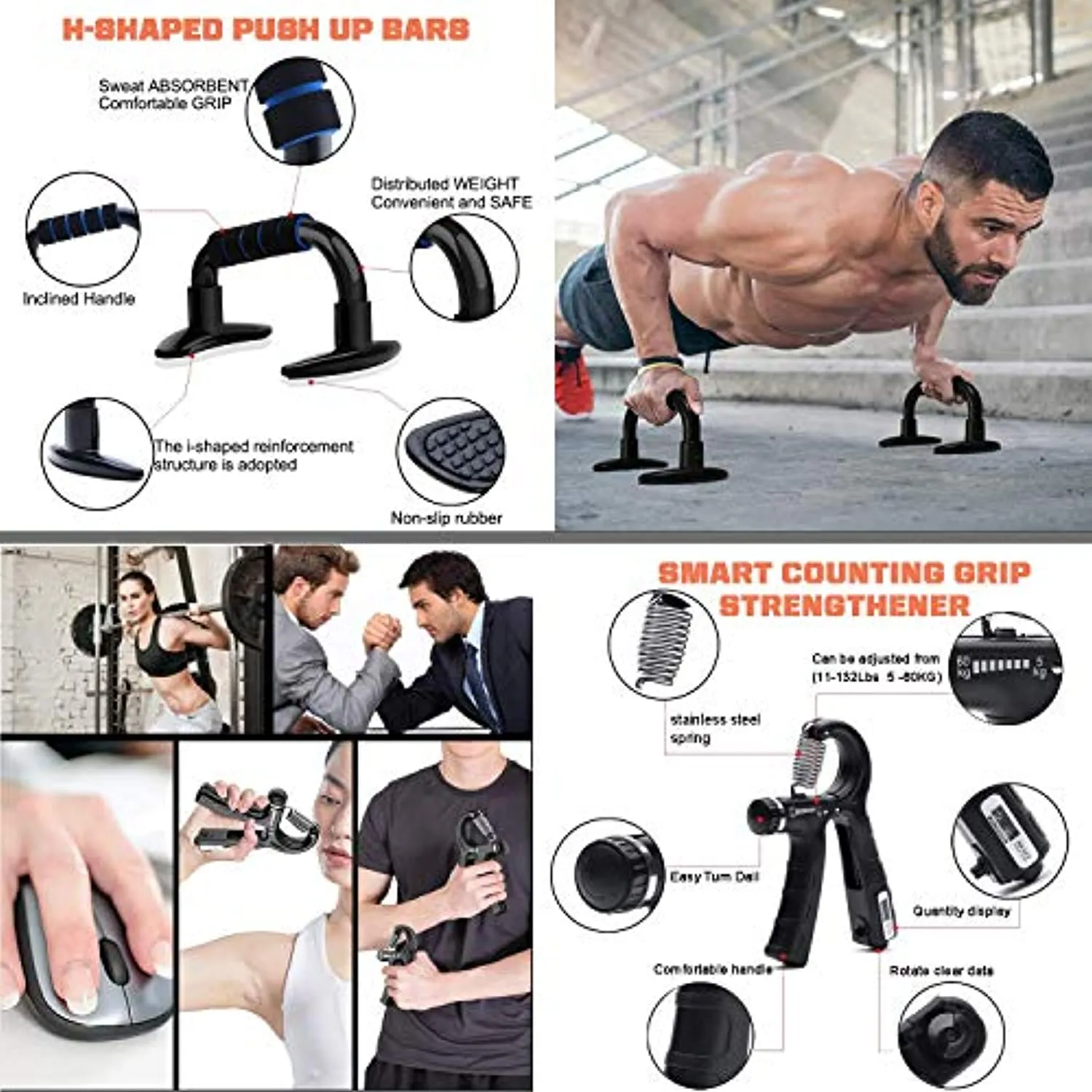 Resistance Bands Set Workout Bands，8-in-1 Ab Wheel Roller Kit with Knee Pad,Push Up Bars,Hand Grip Strengthener,Jump Rope,Home Gym Workout Exercise Equipment for Men Women