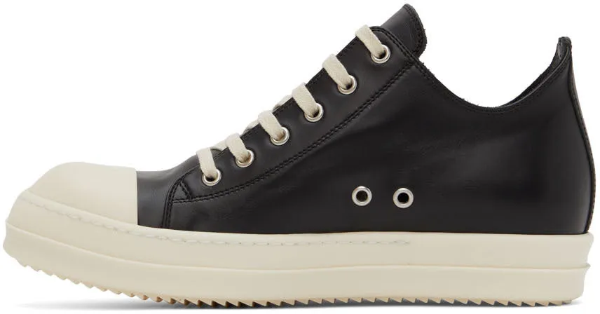 RICK OWENS Black Leather Sneakers