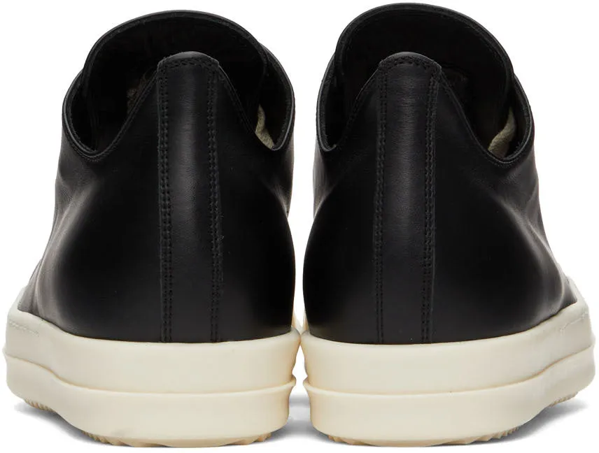 RICK OWENS Black Leather Sneakers