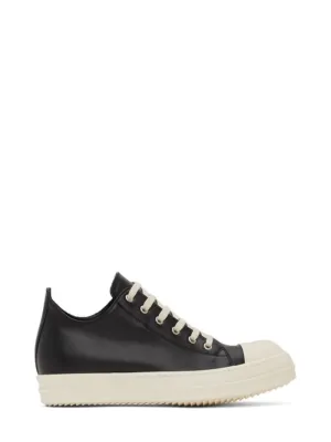 RICK OWENS Black Leather Sneakers