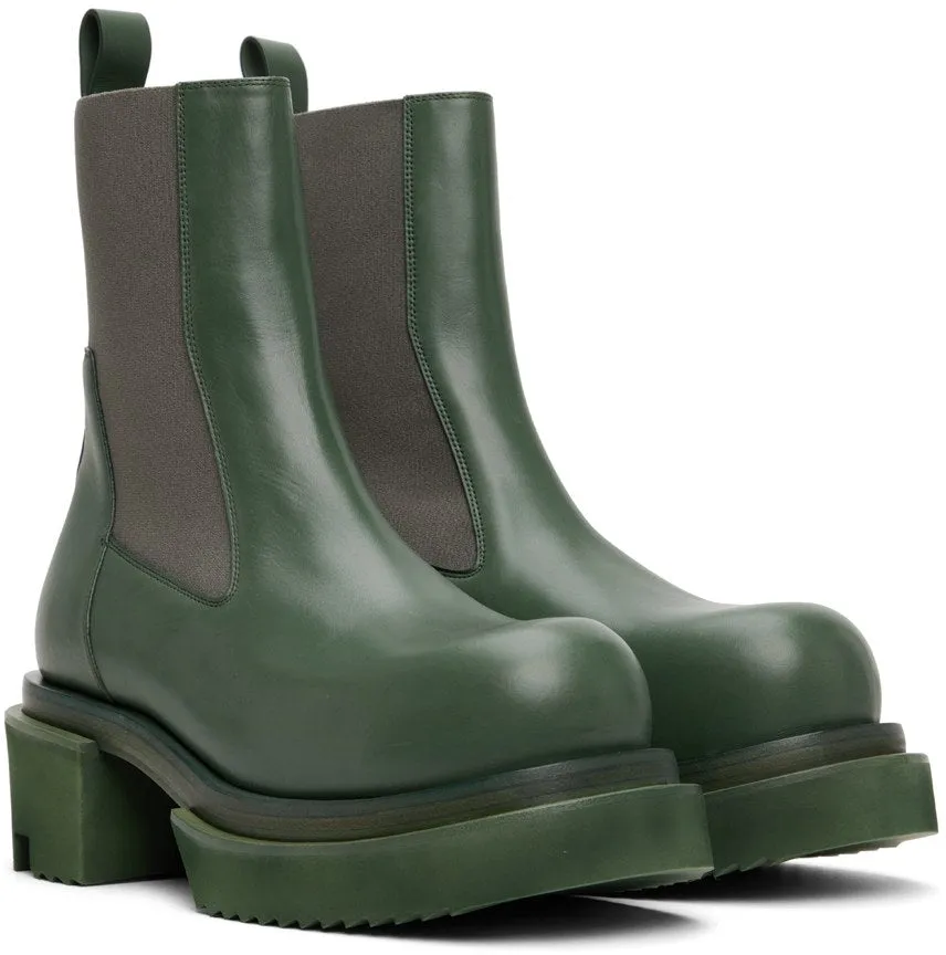 RICK OWENS Green Beatle Bogun Boots
