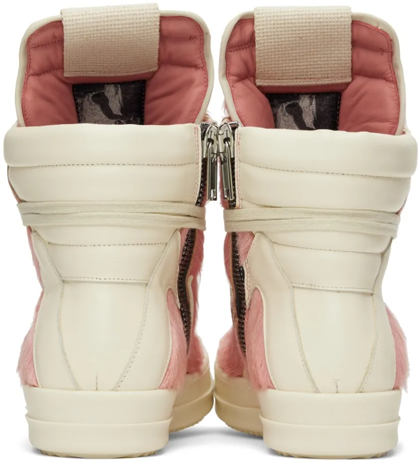 RICK OWENS Pink & Off-White Geobasket Sneakers