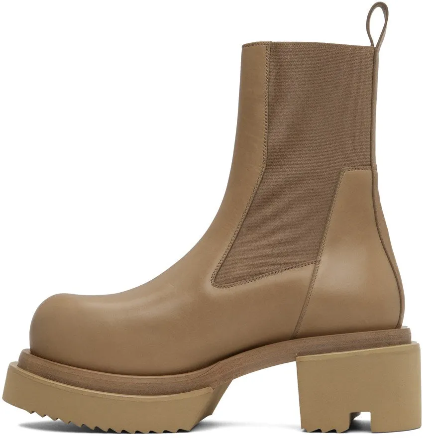 RICK OWENS Taupe Beatle Bogun Chelsea Boots