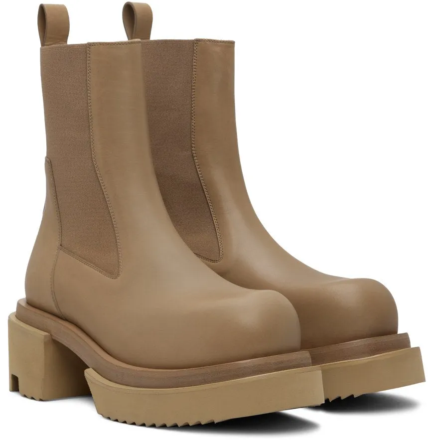 RICK OWENS Taupe Beatle Bogun Chelsea Boots