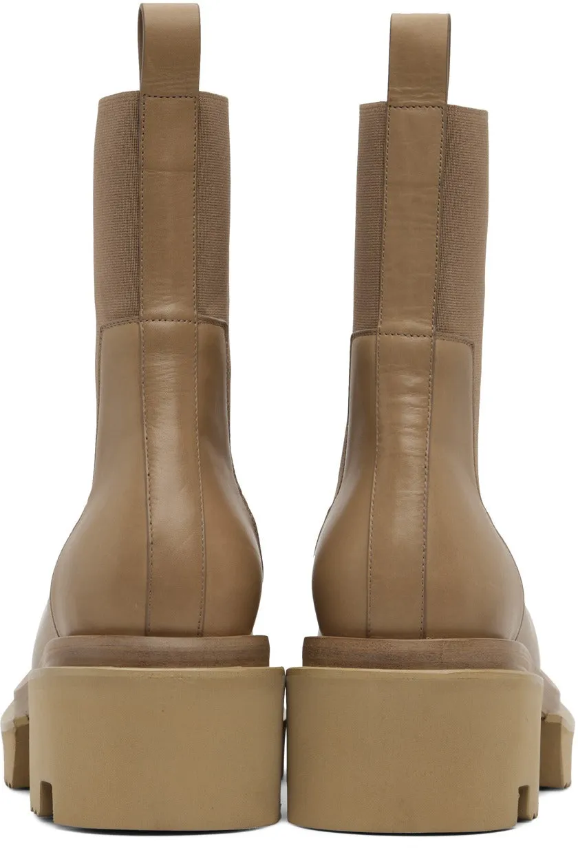 RICK OWENS Taupe Beatle Bogun Chelsea Boots