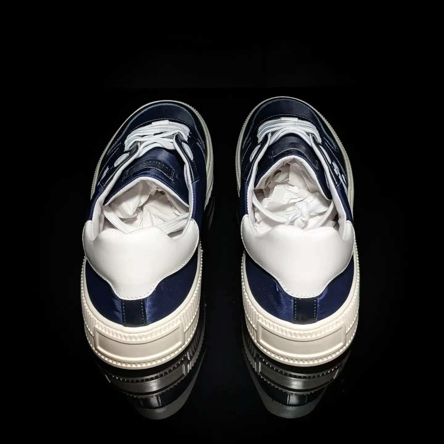 Roberto Cavalli Logo Navy Leather Sneakers