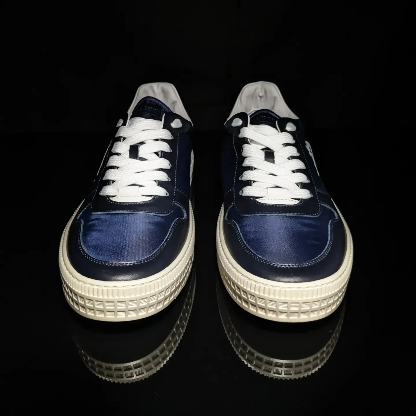 Roberto Cavalli Logo Navy Leather Sneakers