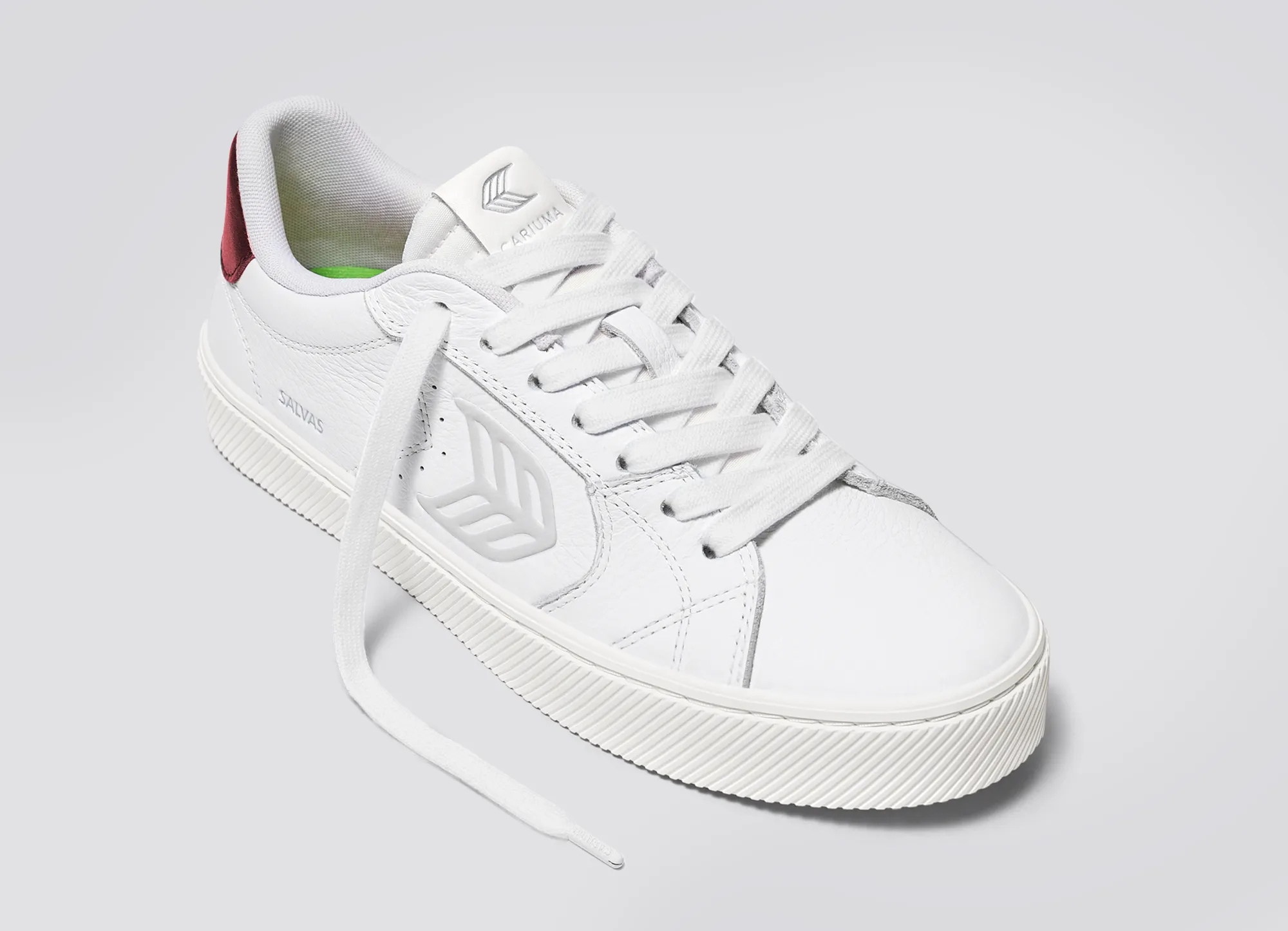 SALVAS White Premium Leather Ice Logo Metallic Red Sneaker Women