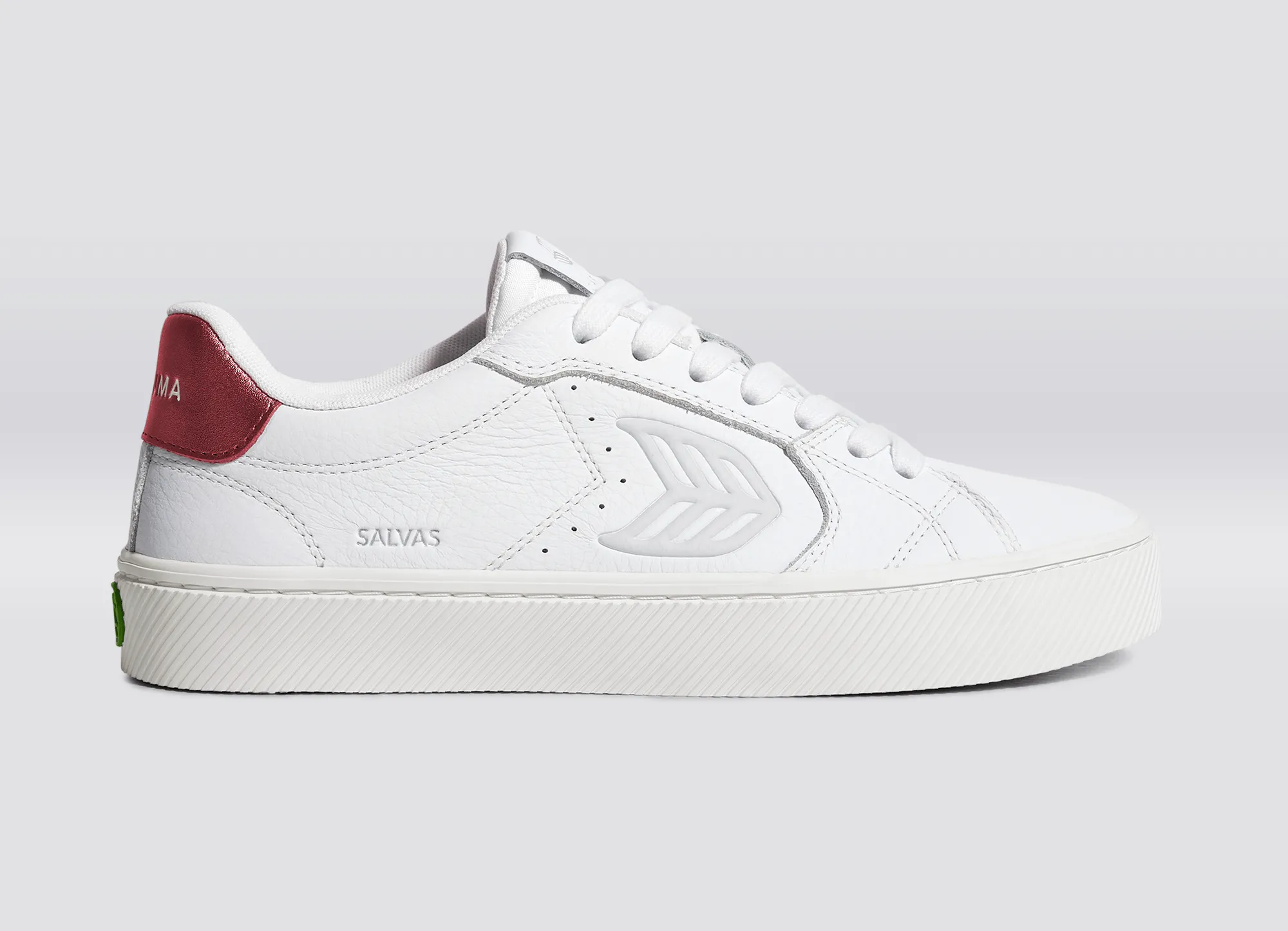 SALVAS White Premium Leather Ice Logo Metallic Red Sneaker Women