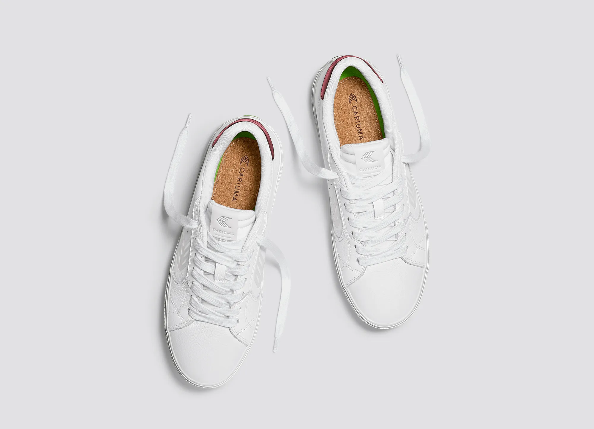 SALVAS White Premium Leather Ice Logo Metallic Red Sneaker Women