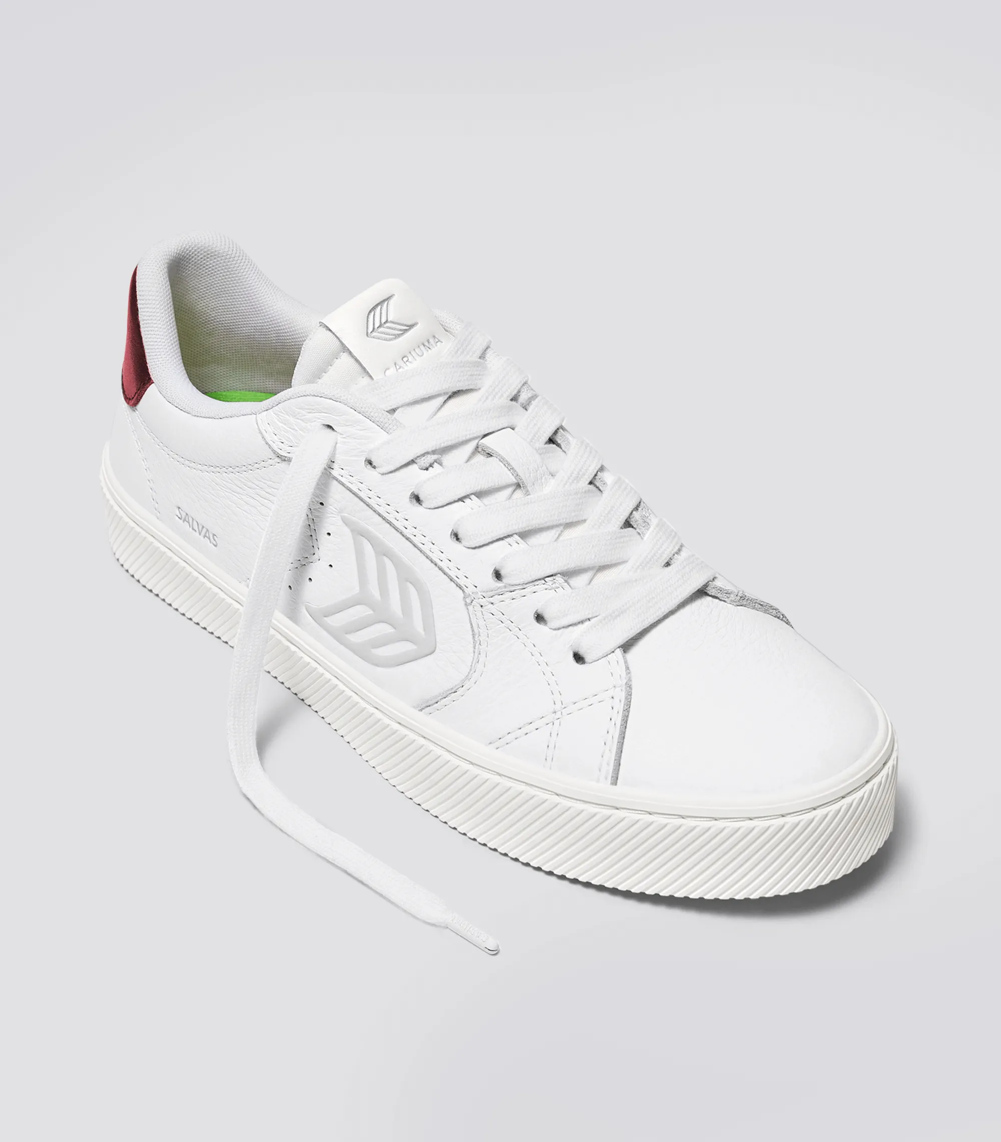 SALVAS White Premium Leather Ice Logo Metallic Red Sneaker Women
