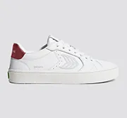 SALVAS White Premium Leather Ice Logo Metallic Red Sneaker Women