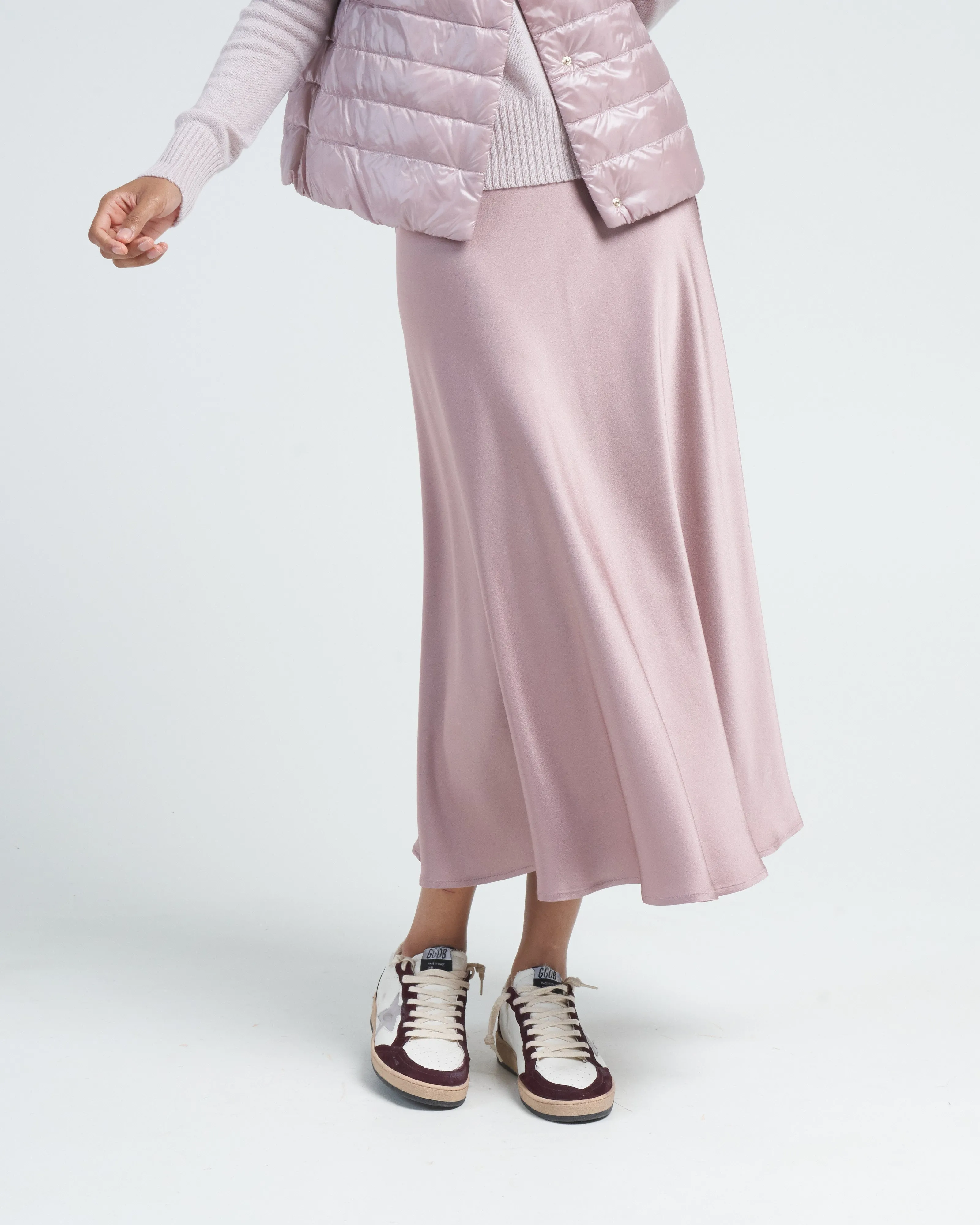 satin long skirt - lilac
