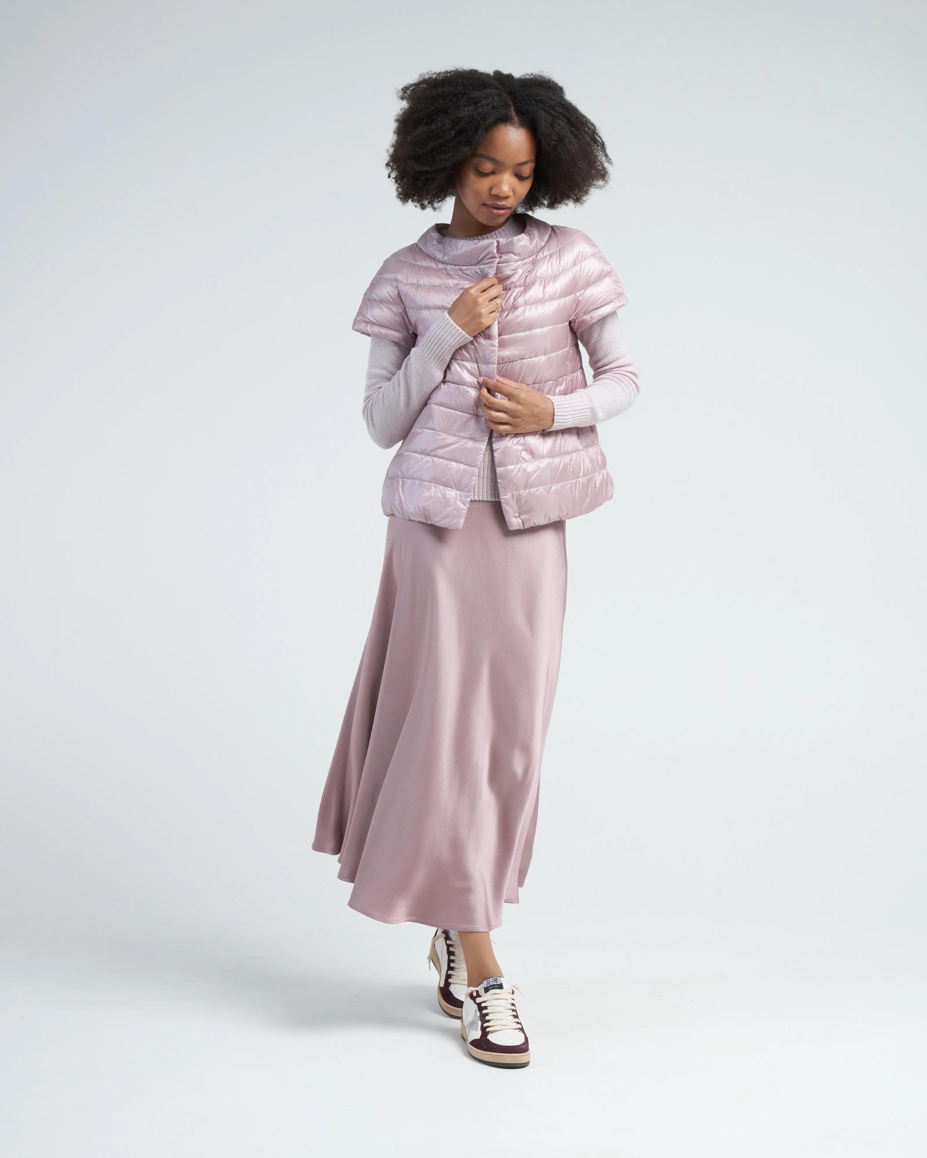 satin long skirt - lilac