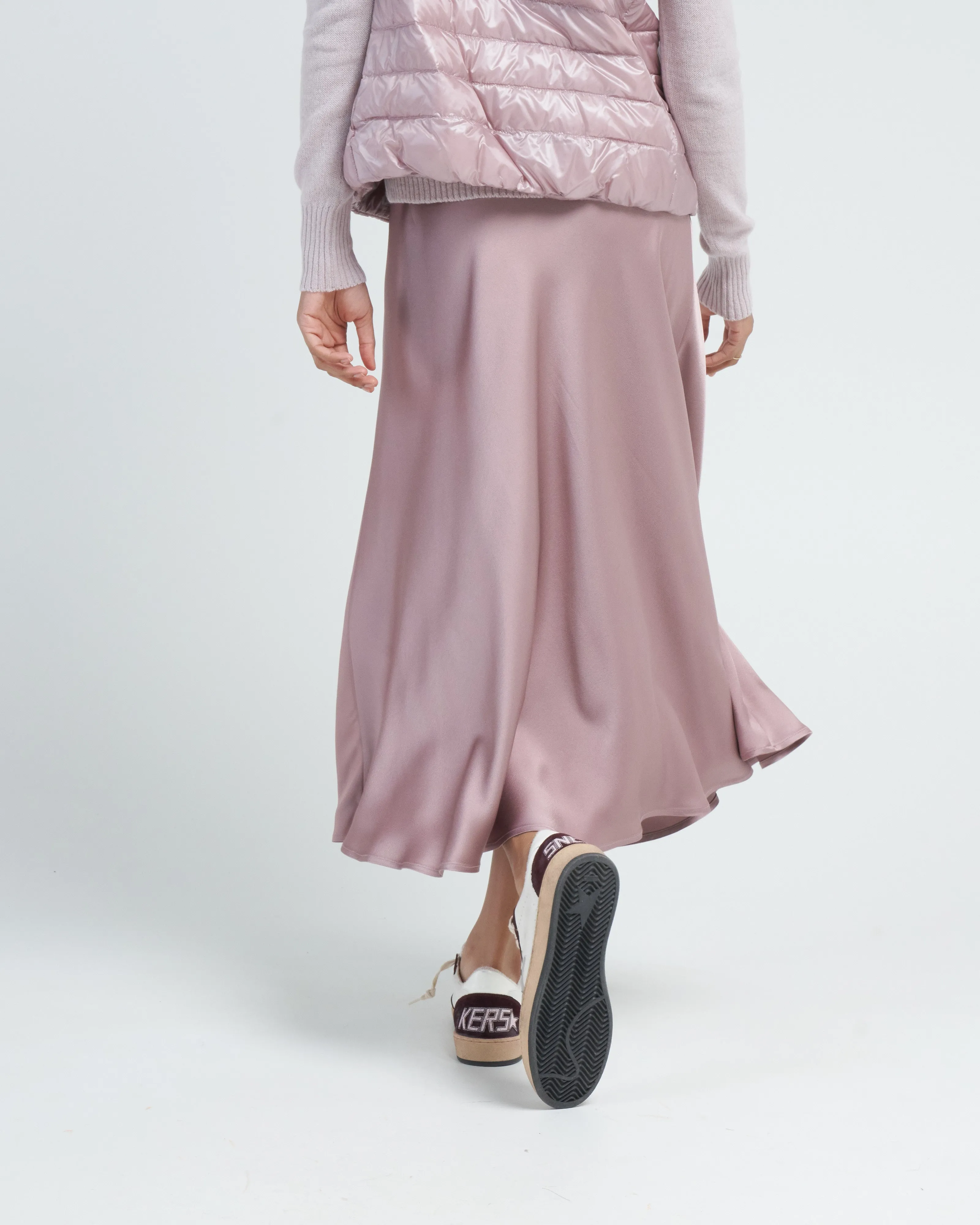 satin long skirt - lilac