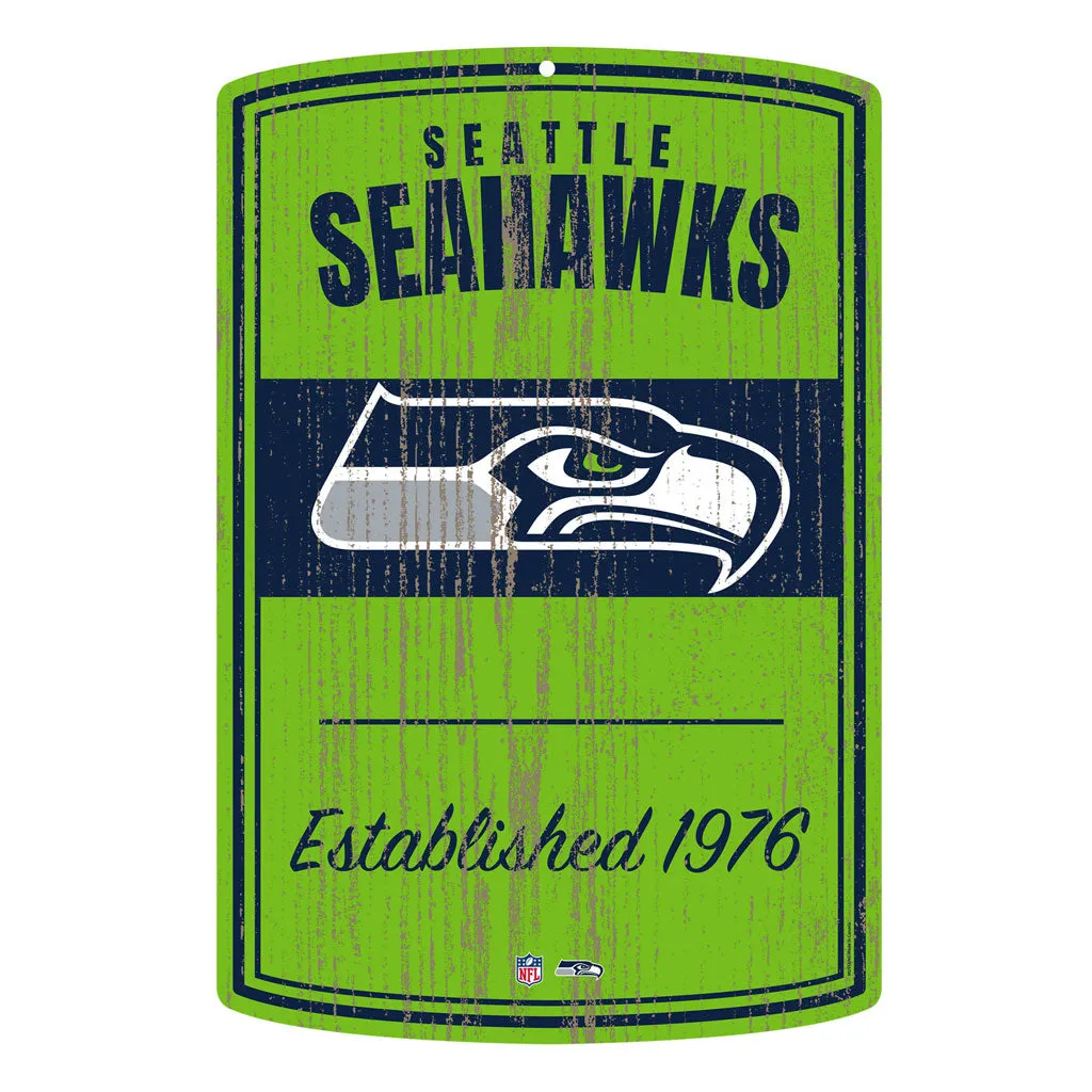 Seattle Seahawks 16x23 2 pack Established Faux Wood Wall Signs