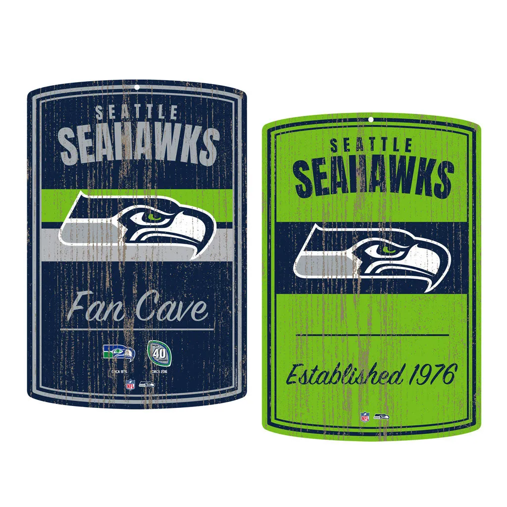 Seattle Seahawks 16x23 2 pack Established Faux Wood Wall Signs