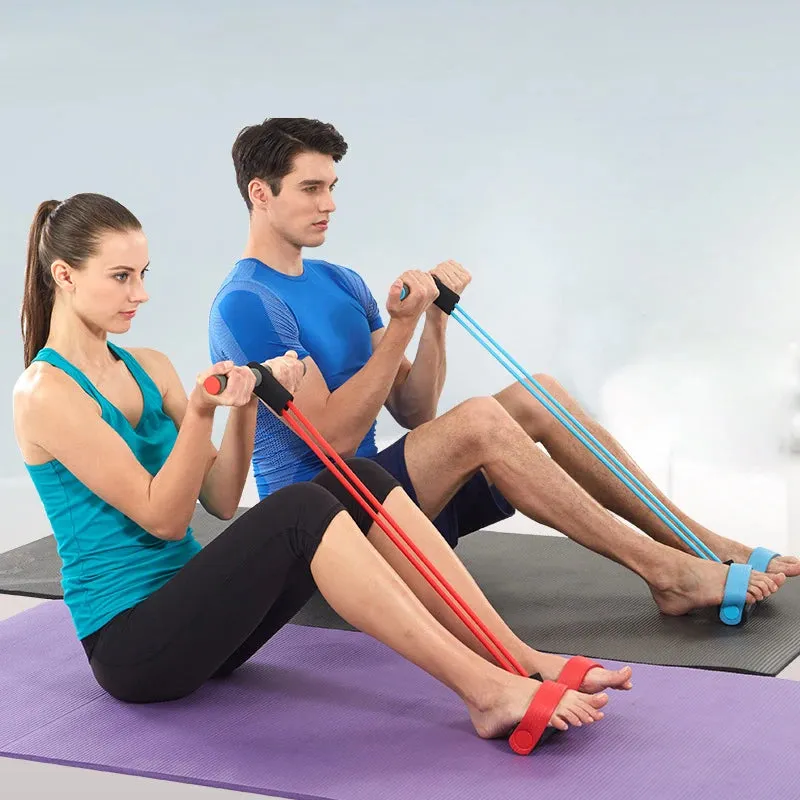 Set of 4 Resistance Elastic Pull Ropes - Home Gym Fitness Bands
