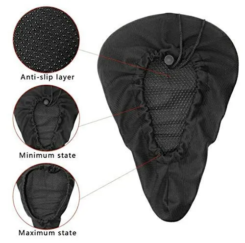 ShreNik Made in India Silicone Soft Cushion MTB Bikes Bicycle Cycle Saddle Seat Cover (Black Colour, 11 Inches, Free Size)