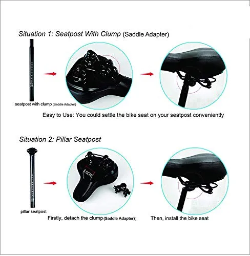 ShreNik Saddle Seat for Bicycle Cycle Soft Cushion Complete Seat (Black)