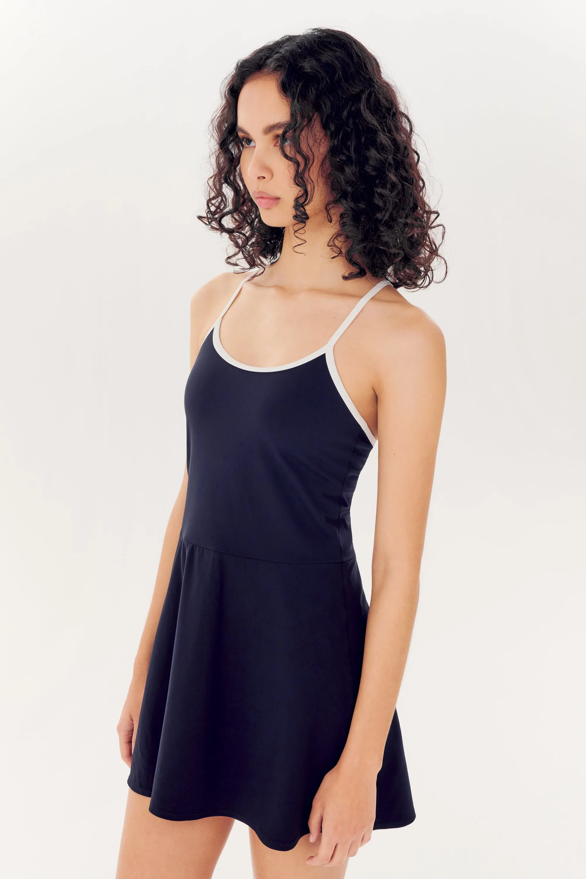 Simona Airweight Tank Dress - Indigo/White