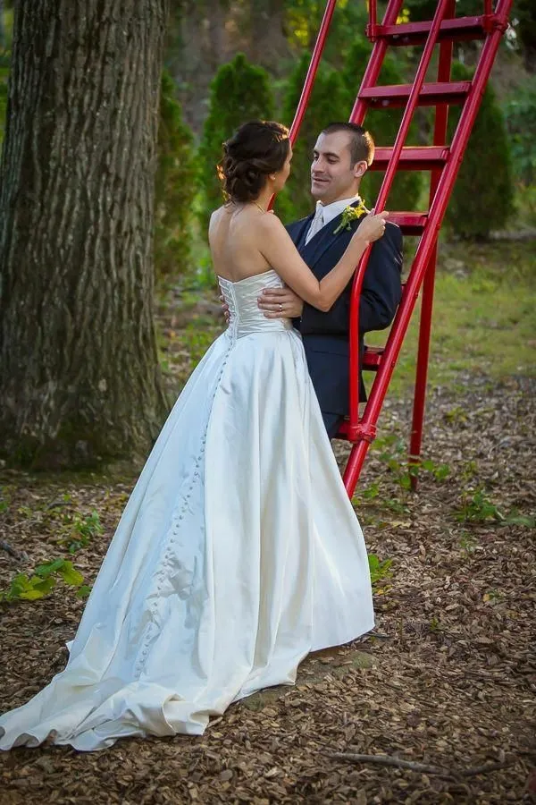 Simple Satin Bride Wedding Dresses Open Back vestido de boda
