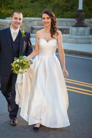 Simple Satin Bride Wedding Dresses Open Back vestido de boda