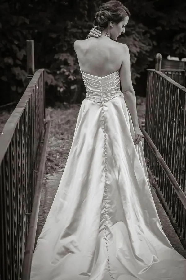 Simple Satin Bride Wedding Dresses Open Back vestido de boda