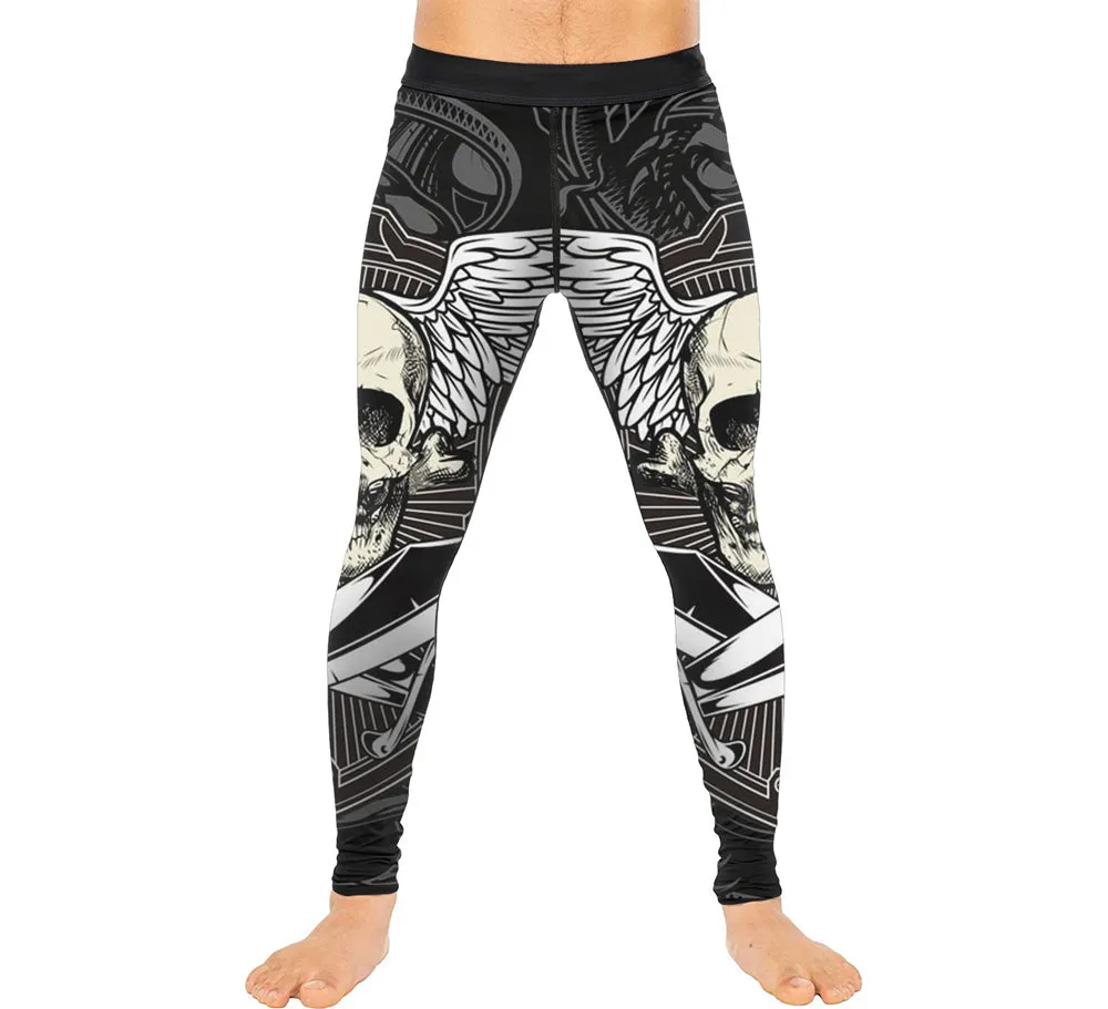 Skull Wing Men's Compression Sports Tights Pants Baselayer Running Leggings BJJ Spats