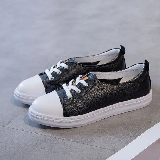 Small Size Lace Up Leather Sneakers AP181