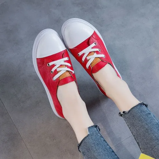 Small Size Lace Up Leather Sneakers AP181