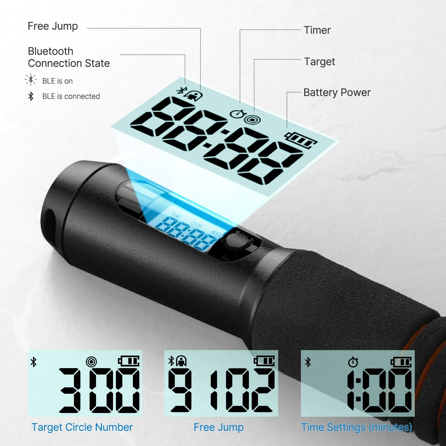 Smart Fitness Skipping Rope w/ APP Data Analysis & HD LCD Display