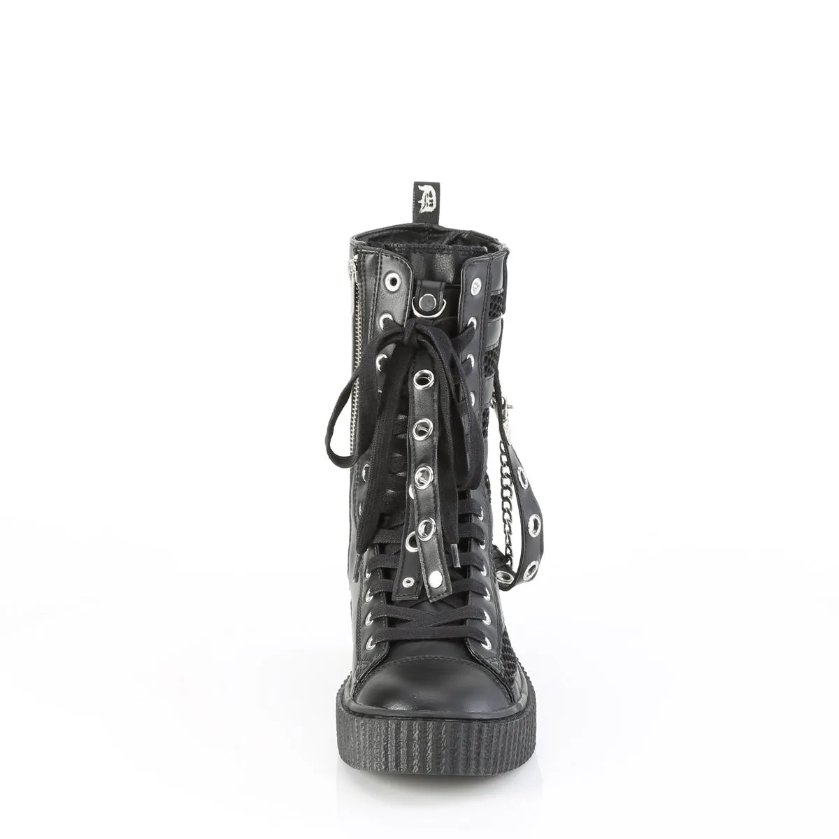 SNEEKER-325  Black Vegan Leather-Fishnet