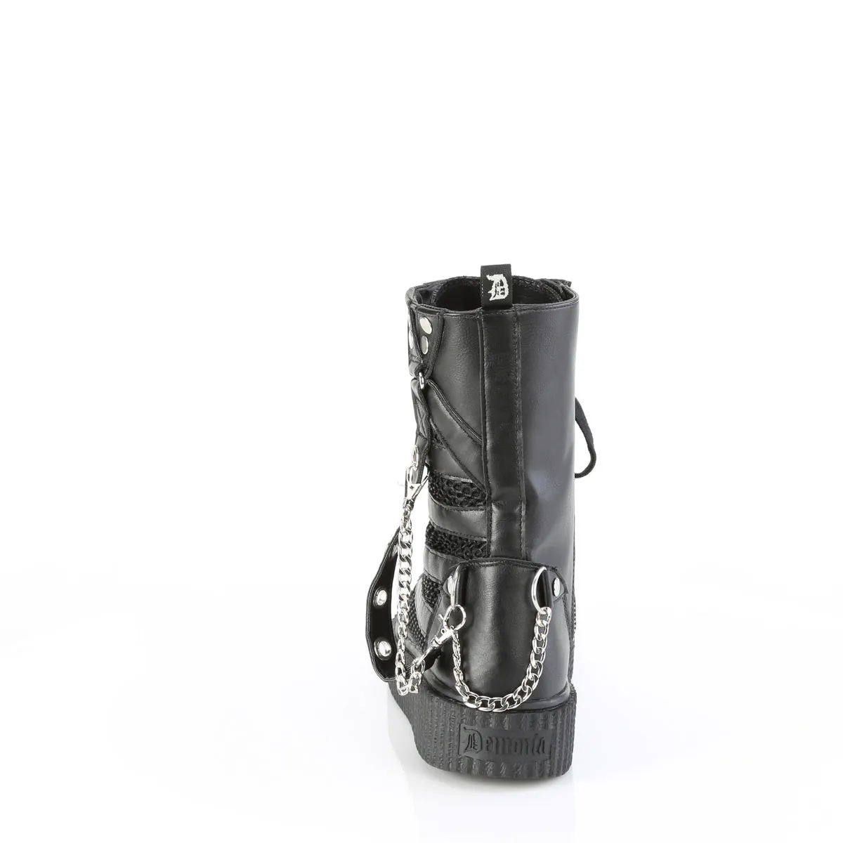 SNEEKER-325  Black Vegan Leather-Fishnet