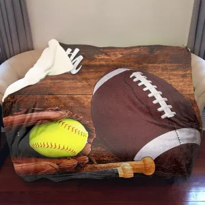 Softball Football Personalized Blankets