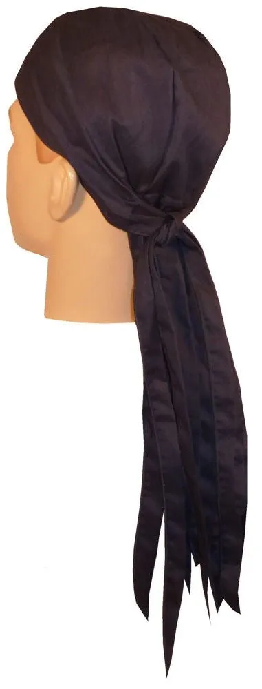Solid Black Doo Rag ROVER Durag Long Tails and SWEATBAND MADE IN THE USA