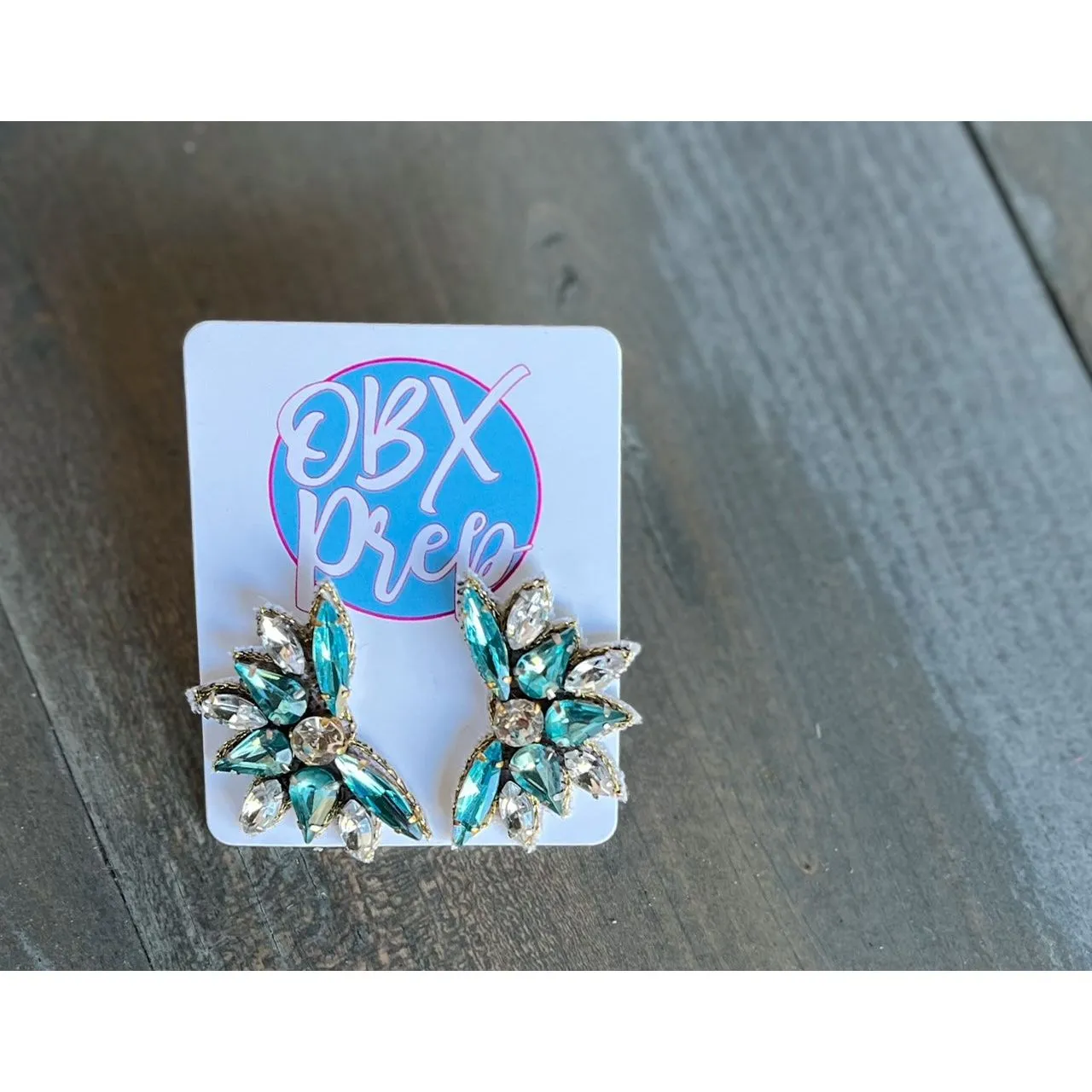 Sophie Bright Rhinestone Stud Earrings in Blues