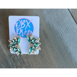 Sophie Bright Rhinestone Stud Earrings in Blues